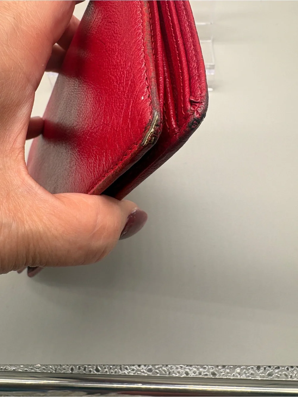 CHANEL Red Leather CC-Logo Continental Wallet